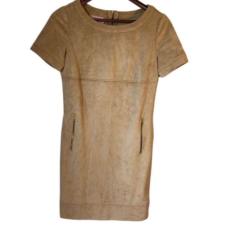 Microfiber Faux Suede Shift Dress, size 2. #minimalist #quietluxury